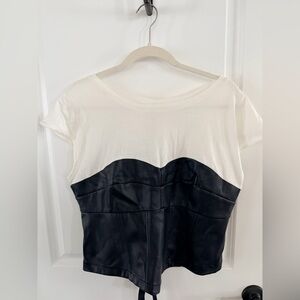Anthropologie Faux Leather Corset Top